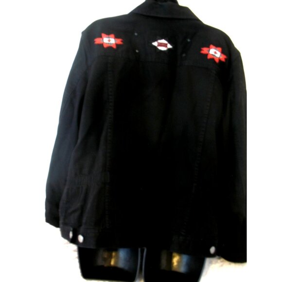 Ralph Lauren Black Jean Jacket With Pewter Buttons Women's Size L and Beading - Picture 12 of 13